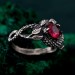 Dragon Scale Silver Ring with Ruby – Handcrafted Gothic Serpent Scale Band