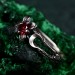 Gothic Silver Ring with Garnet and Moon Phases Design