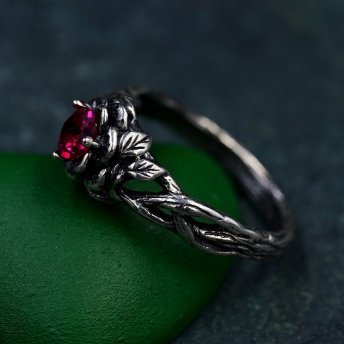 Flame of the Lotus: Gothic Ruby Ring