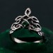 Gothic Silver Ring with Emerald and Celtic Knot Motif