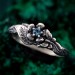 Nature-Inspired Twig & Leaf Ring with Silver Twisted Branch Band