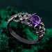 Gothic Silver Ring with Amethyst and Nature Motif