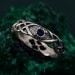 Celtic Pattern Wedding Band with Sapphire - Unique Tree Bark Texture Ring for Couples