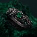 Emerald Blossom Silver Ring – Nature's Elegance with Floral Twig Accent, Dainty Branch Delight Ring Featuring Flower on Silver Twig