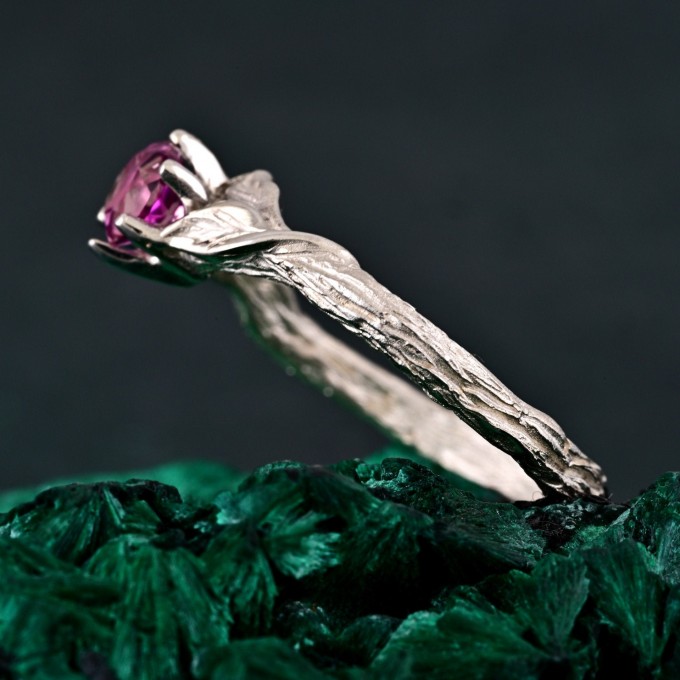 Nature-Inspired Bridal Band with Intricate Botanical Design