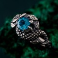 Azure Coil: Gothic Snake Ring with Blue Topaz