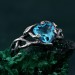Handcrafted Topaz Leaf Ring – Artisan Silver Branch Design for Nature Lovers