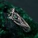 Twisted Branch Silver Ring – Elegant Daily Emerald Jewelry, Nature Texture Emerald Ring, Silver Celtic Vine Design for Couples