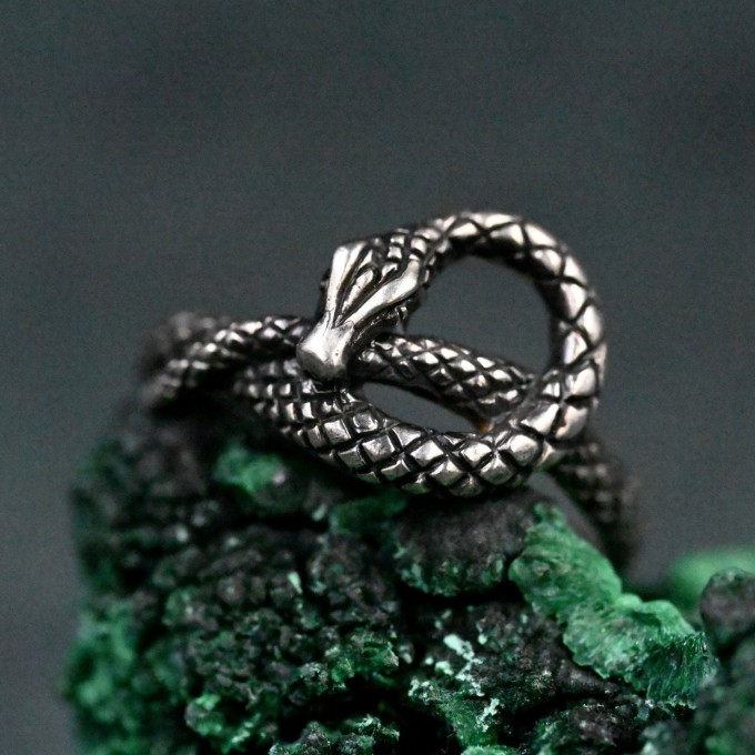 Handcrafted Silver Serpent Gorgon Ring – Unique Gothic Serpentine Symbol of Power