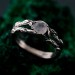 Gothic Silver Ring with Moonstone and Nature Motif