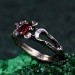 Lunar Trinity Garnet Ring – Triple Goddess Celestial Jewelry