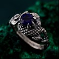 Coiled Majesty: Gothic Sapphire Snake Ring