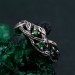 Green Emerald Leafy Band – Nature-Inspired Wedding Ring with Minimalist Bohemian DesignGreen Emerald Leafy Band – Nature-Inspired Wedding Ring with Minimalist Bohemian Design
