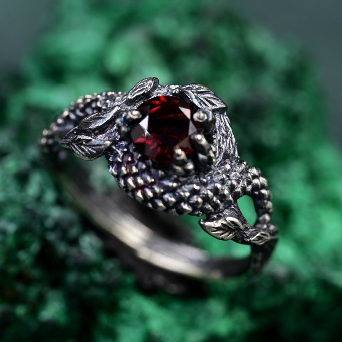 Silver Dragon Scale Ring: Handcrafted Mystical Fantasy Jewelry