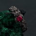 Ruby Blossom Silver Ring: Nature's Elegance with Floral Twig Accent