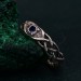 Celtic Pattern Sapphire Wedding Band - Wide Vintage Style Tree Bark Design for Couples