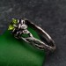 Woodland Lotus Peridot Ring – Sterling Silver Nature-Themed Floral Promise Ring, Unique Jewelry for Women