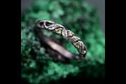 Handcrafted Silver Peridot Ring - Nature Inspired, Leaf Detailing, Perfect Anniversary Gift
