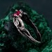 Leafy Branch with Ruby Ring – Nature-Inspired Silver Twig Jewelry