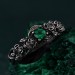 Emerald Blossom Silver Ring – Nature's Elegance with Floral Twig Accent, Dainty Branch Delight Ring Featuring Flower on Silver Twig