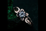 Moonlit Blossom Ring, Silver Luna Petals, Celestial Floral Band, Bloomed Moonlight Ring, Lunar Garden Delight