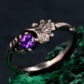 Silver Twig and Ginkgo Biloba Leaf Engagement Ring: Nature-Inspired Elvish Bridal Ring
