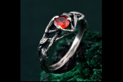 Garnet Nature-Inspired Branch Ring, Silver nature ring, Unique gift for her, Unique Ring for Women's Engagement