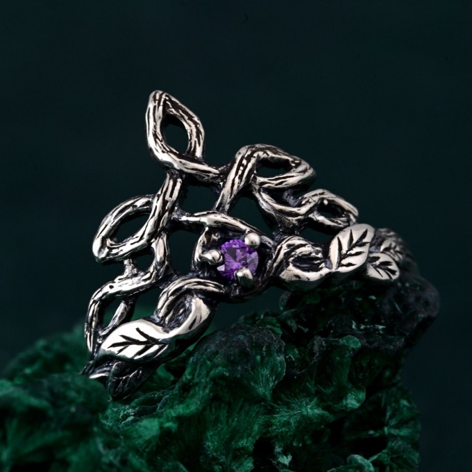 Silver Tree Bark Wedding Band: Vintage Ethereal Woodland Theme Ring