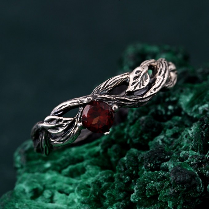 Flame of the Forest: Gothic Garnet Ring