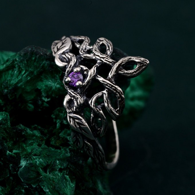 Silver Tree Bark Wedding Band: Vintage Ethereal Woodland Theme Ring
