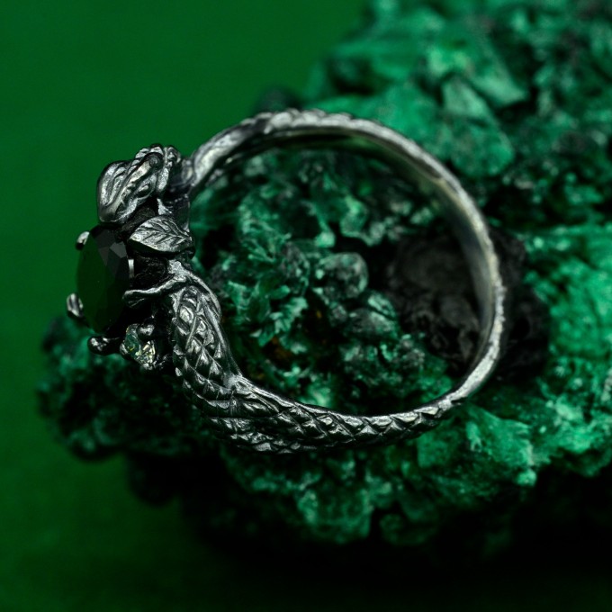 Thorn Snake Ring – Goth Serpent Design, Silver Dragon Scale Jewelry, Fantasy Serpents of the Thorns Style Accessory