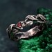 Men's Garnet Wedding Band & Nature-Inspired Silver Vine Leaf Promise Ring