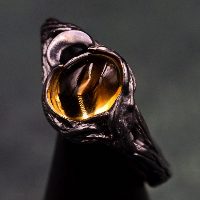 Moonlit Magic Black Witch's Wedding Ring & Woman Wilderness Ring