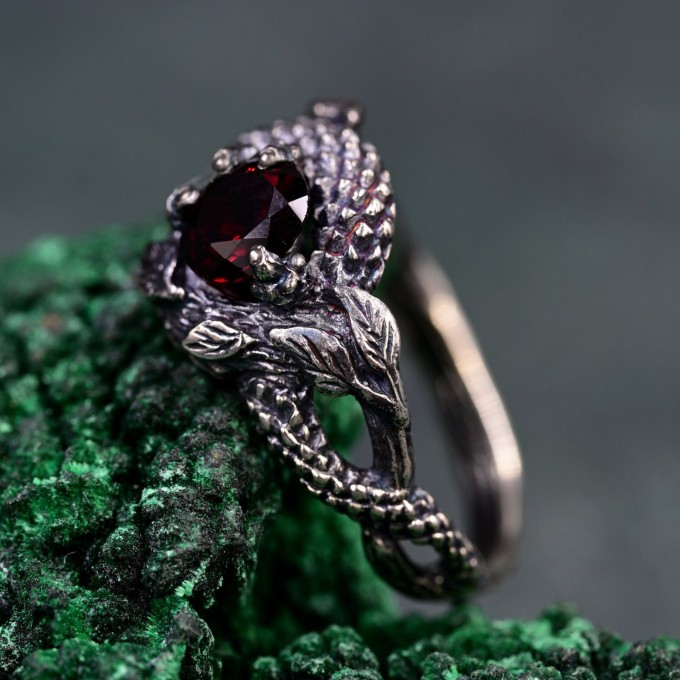 Silver Dragon Scale Ring: Handcrafted Mystical Fantasy Jewelry