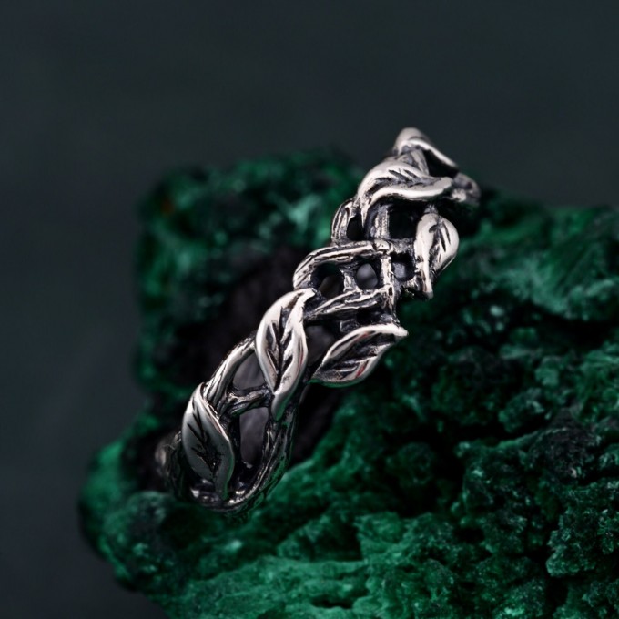 Men's Nature-Inspired Wedding Band with Triquetra Twig Motif