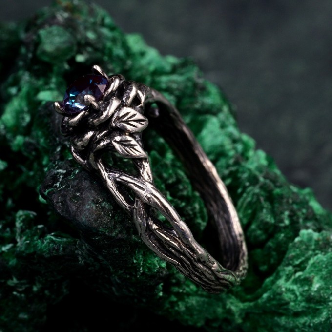 Twilight Lotus: Gothic Alexandrite Ring