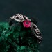 Delicate Twig Engagement Ring with Ruby – Leafy Branch Twisted Wedding Band