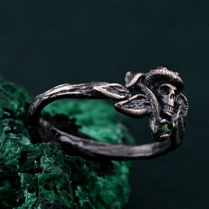 Forest Shadows: Sterling Silver Skull Ring