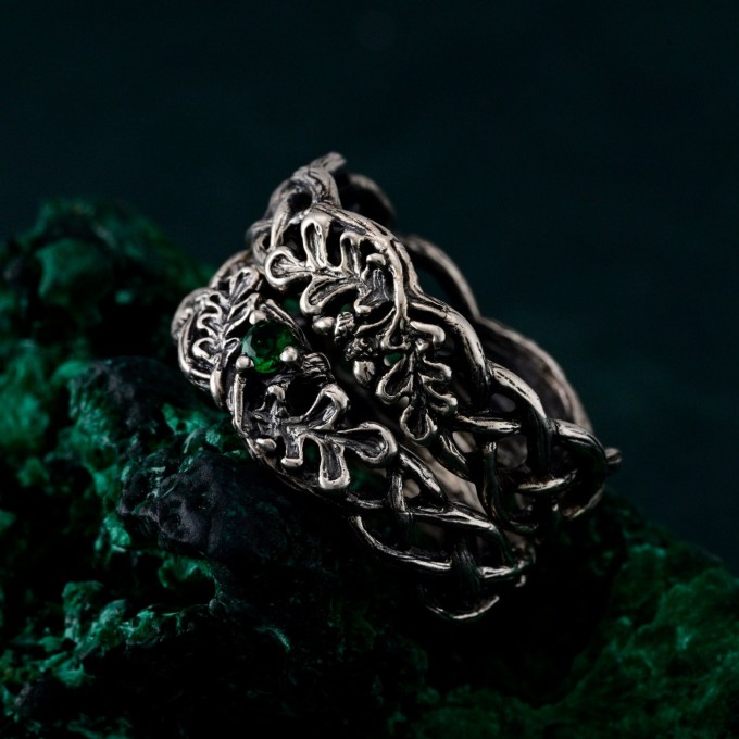 Celtic Woodland Wedding Rings - Nature's Embrace Oak & Acorn Love Bands