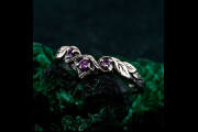 Artisan Amethyst Silver Ring - Luxurious Gold Overlay, Elegant Purple Gemstone, Perfect Gift for Her