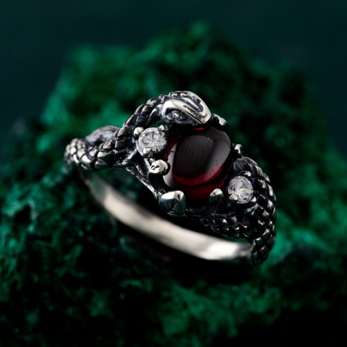 Thorn Snake Ring – Goth Serpent Design, Silver Dragon Scale Jewelry, Fantasy Serpents of the Thorns Style Accessory