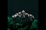 Silver Branch with Emerald, Graceful Branch: Ring with Emerald, Silver Ring, Emerald Branch