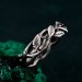 Garnet Twig Silver Ring with Dainty Branch and Petite Leaf Design
