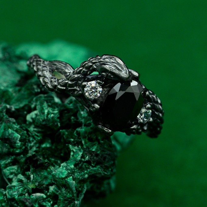 Thorn Snake Ring – Goth Serpent Design, Silver Dragon Scale Jewelry, Fantasy Serpents of the Thorns Style Accessory