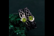 Silver Moon & Sun Celtic Bands, Enchanted Forest Ring Set, Mystical Vine Wedding Rings, Ethereal Peridot Birthstone Duo