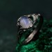 Celestial Moon Ring – Nature Motif Band, Witchy Oval Ring, Forest Engagement, Romantic Leaf Band, Dark Twig Ring, Bark Detail Band