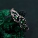 Green Emerald Leafy Band – Nature-Inspired Wedding Ring with Minimalist Bohemian DesignGreen Emerald Leafy Band – Nature-Inspired Wedding Ring with Minimalist Bohemian Design