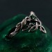 Gothic Silver Ring with Emerald and Celtic Knot Motif