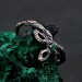 Trinity Knot Emerald Ring – Celtic Forest Nature Wedding Band, Silver Leaf Engagement Ring, Woodland Witch Design with Emerald