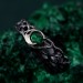 Enchanted Emerald Moon Ring with Whimsical Forest Branch Design